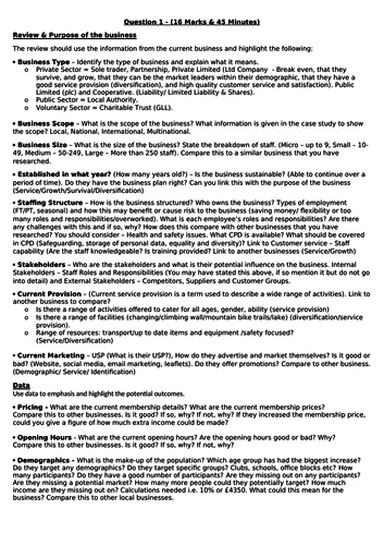 Unit 22 - Investigating Business in Sport: Question Guidance Sheets ...