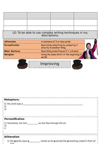 descriptive writing the greatest showman teaching resources