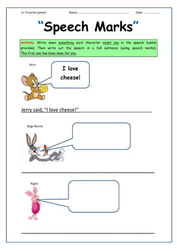 writing speech bubbles year 1