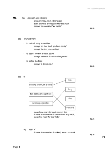 YEAR 8 BIOLOGY UNITS AQA ACTIVATE SOW MINI ASSESSMENT HIGHER AND ...