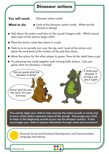 Dinosaur actions (English Homework - Early Years)