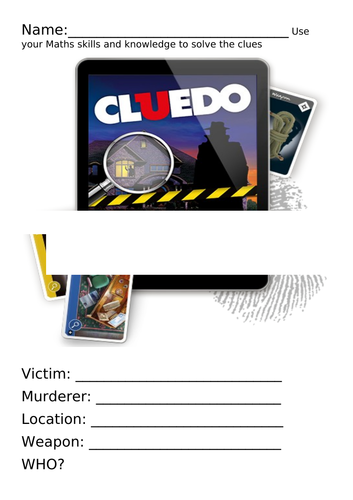 Cluedo type maths worksheet | Teaching Resources