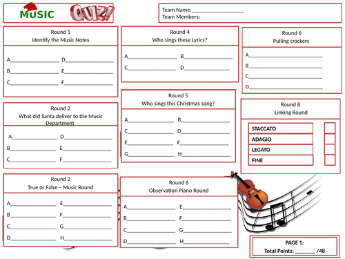 Christmas Music Quiz | Teaching Resources