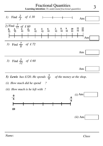 Fractional parts lesson and worksheets and progression | Teaching Resources