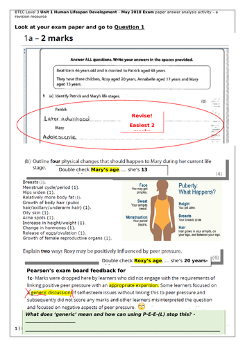 Btec Level 3 Hsc Unit 1 Human Lifespan May 2017 And Jan 2018 Exam Paper Analysis Activities 