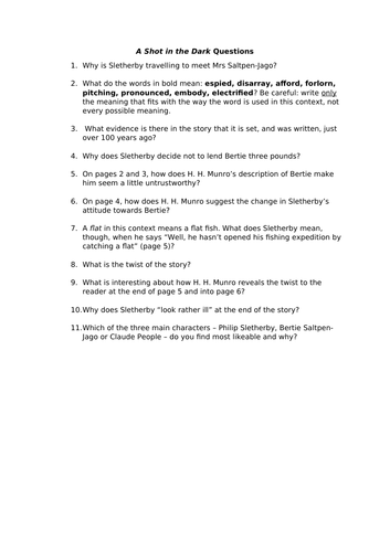 Hector hugh munro pen picture