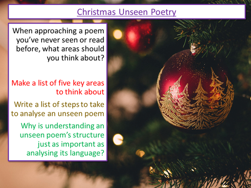 Christmas Unseen Poetry | Teaching Resources