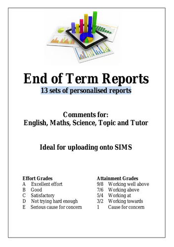 Years 1, 2 or 3 'Personalised' End of Term Reports - ideal for uploading to SIMS!
