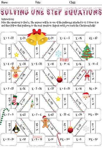 Christmas maths equations maze | Teaching Resources