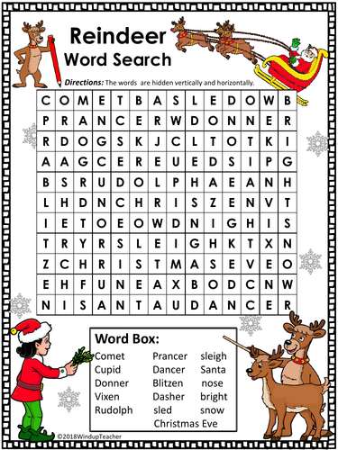 Reindeer Word Search - Easy