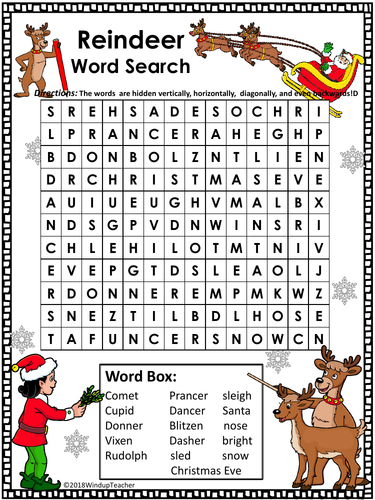 Reindeer Word Search - Hard