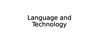 Language and Technology | Teaching Resources