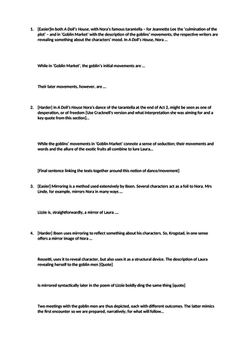 OCR A-level 'A Doll's House' and Rossetti revision materials