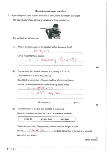 GCSE Physics Revision - Forces and momentum - trilogy and separate resources