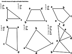 Activity for students to identify sides and angles of shapes and then