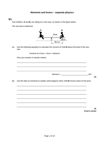 GCSE Physics Revision - Moments and levers