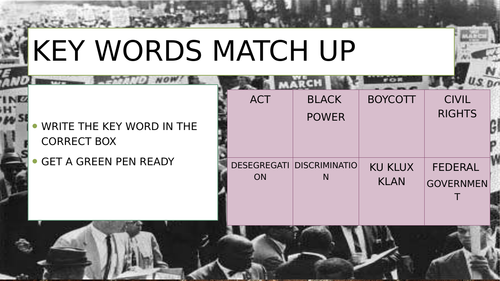 intro to civil rights - Edexcel GCSE Conflict at Home and Abroad