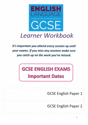 gcse english language homework booklet