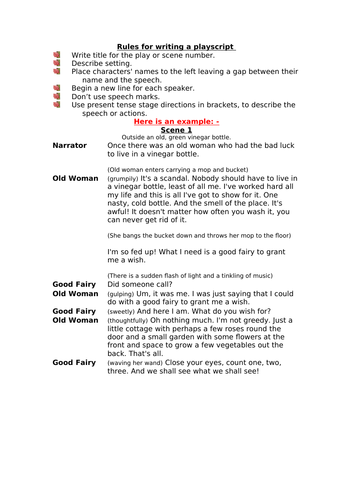 Rules for writing a playscript | Teaching Resources