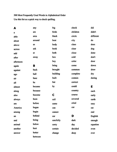 Most Frequently Used Words - 38 Pages | Teaching Resources