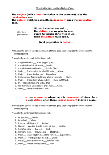 german-worksheet-nominative-accusative-dative-cases-teaching-resources