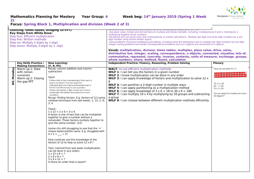 White Rose Year 4: Spring Block 1 - Multiplication and Division. Week 2 (of 3)