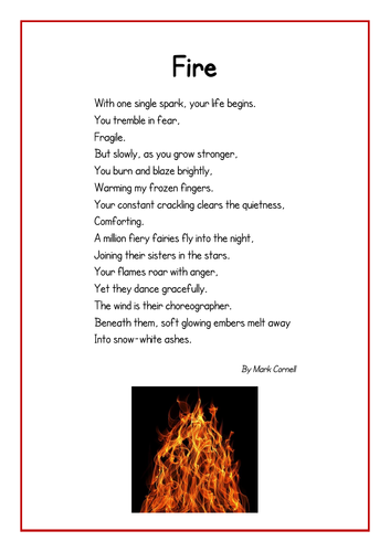 Fire Poem  Teaching Resources