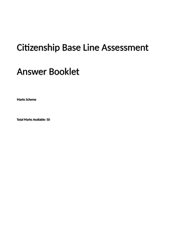 Citizenship baseline assessment - Multiple choice questions with ...