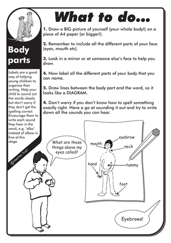 Body parts - English Homework - KS1