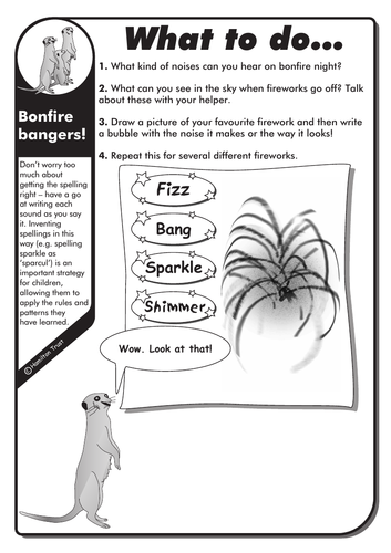 Bonfire bangers! For November 5th - English Homework - KS1