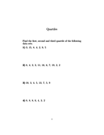 Quartiles worksheet (with solutions) Teaching Resources