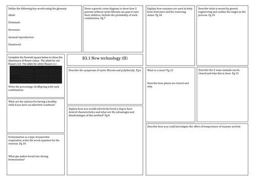 Revision Mat: Activate 3 - Biology New Technology