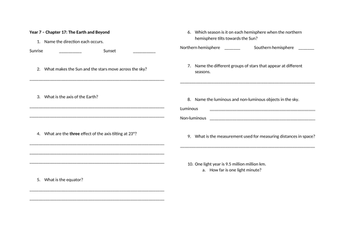 Cambridge Science Checkpoint 1 Worksheets (Physics only) Teaching