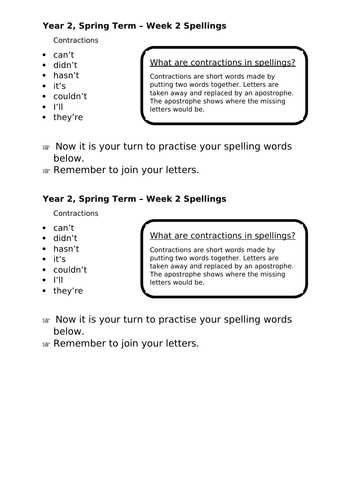 No Nonsense Spellings - Year 2 - Spring Term - Week 2 Lesson Resources