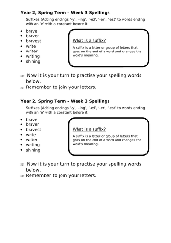 No Nonsense Spellings - Year 2 - Spring Term - Week 3 Lesson Resources