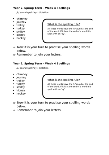 No Nonsense Spellings - Year 2 - Spring Term - Week 4 Lesson Resources