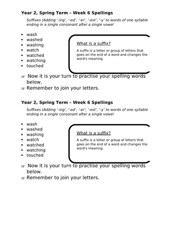 No Nonsense Spellings - Year 2 - Spring Term - Week 6 Lesson Resources