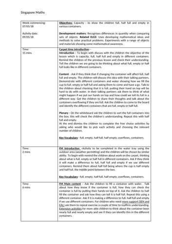 EYFS Planning - Maths - Capacity - 3 Lesson Plans with Powerpoint's and ...