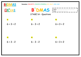 bidmas for beginners teaching video and worksheets 1a