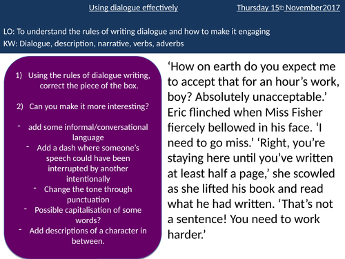 Using dialogue effectively | Teaching Resources