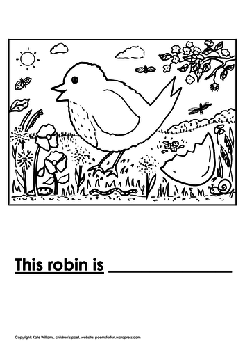 Robin Writing + Colouring Sheet - 1 line