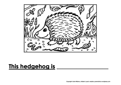 Hedgehog Writing + Colouring Sheet - 1 line