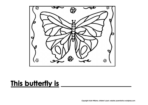 Butterfly Writing + Colouring Sheet - 1 line