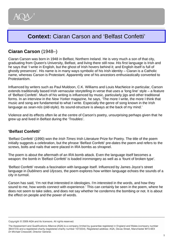 Comparison of bayonet charge and belfast confetti essay 04 picture