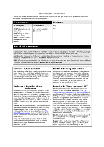 Edexcel - Paper 1 - Evidence for human evolution