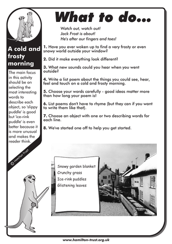 A cold and frosty morning - English Homework - KS1
