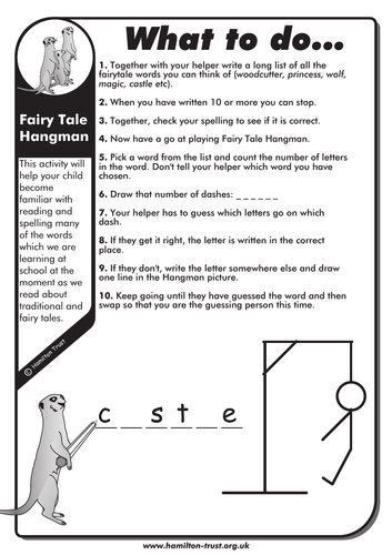 Fairy tale hangman - English Homework - KS1