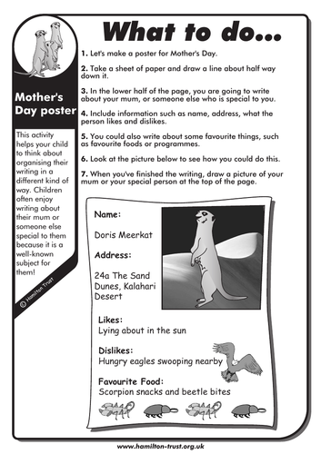 Mother's day poster - English Homework - KS1