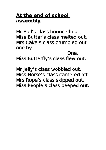 poem homework year 3