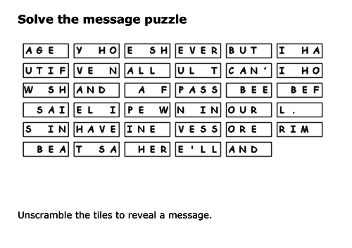 Solve the message puzzle about the Mary Celeste